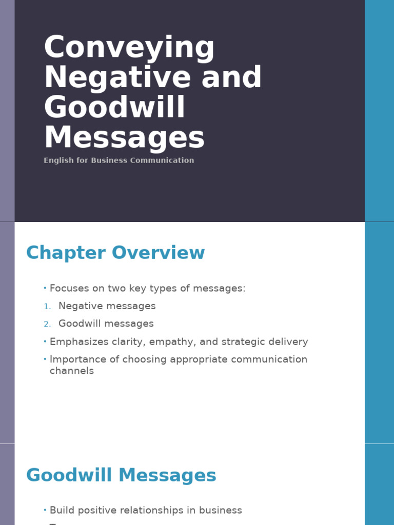 Goodwill and Negative Messages in Business | PDF | Communication ...