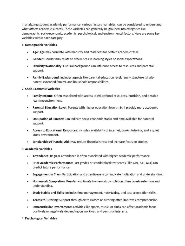 Factors Influencing Student Performance | PDF | Educational Technology ...