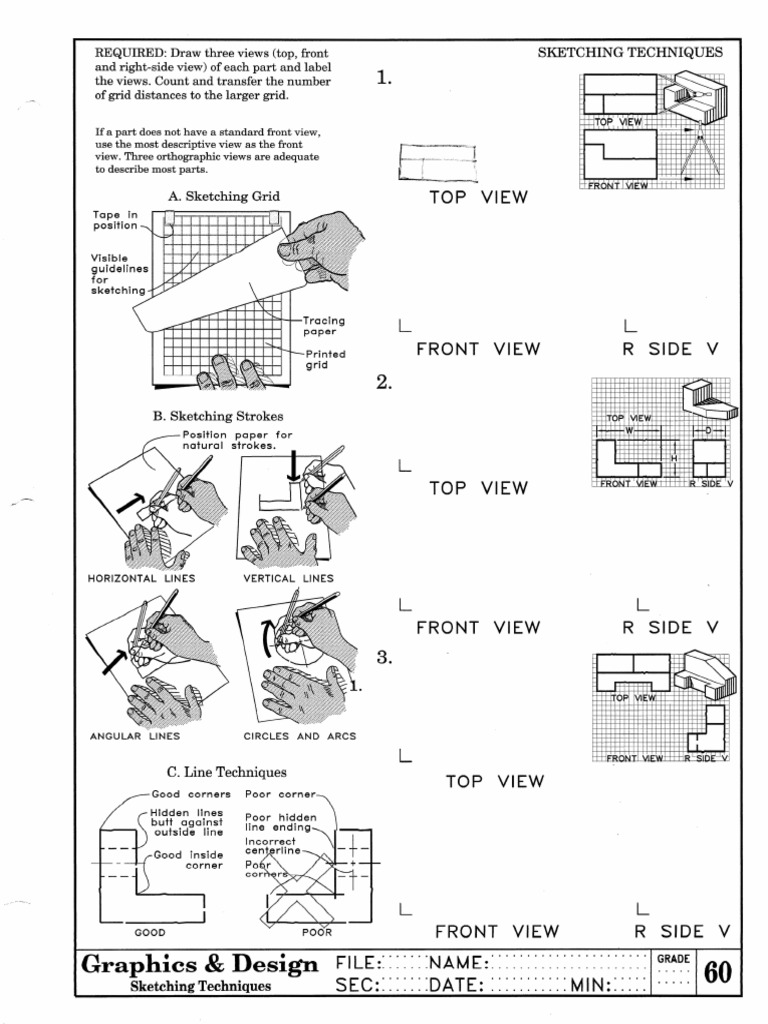 Orthographic Sketching Techniques Guide | PDF