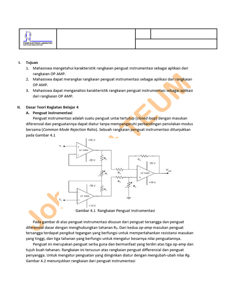 Penguat Instrumentasi dengan OP AMP | PDF