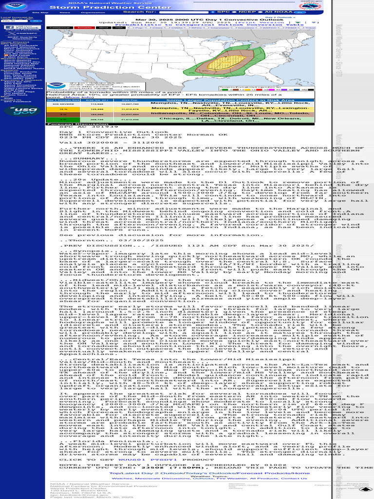 Day 1 Tornado Risk Overview | PDF | Thunderstorm | Tornadoes