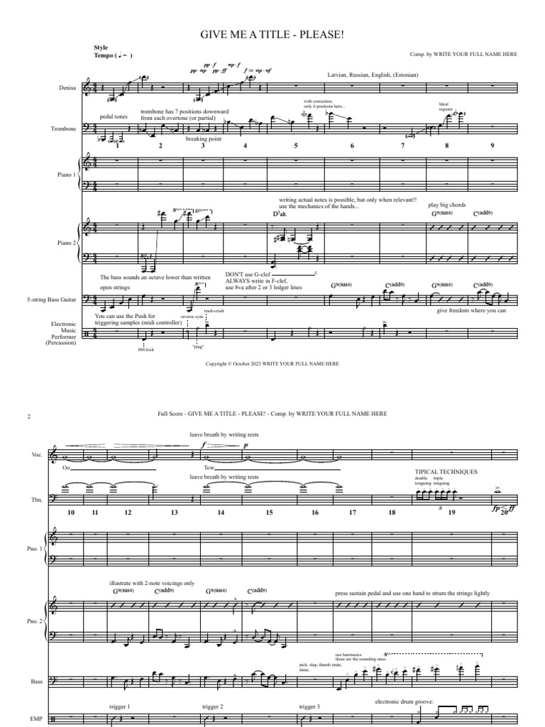 Music Composition Techniques and Scores | PDF | Sound Technology ...