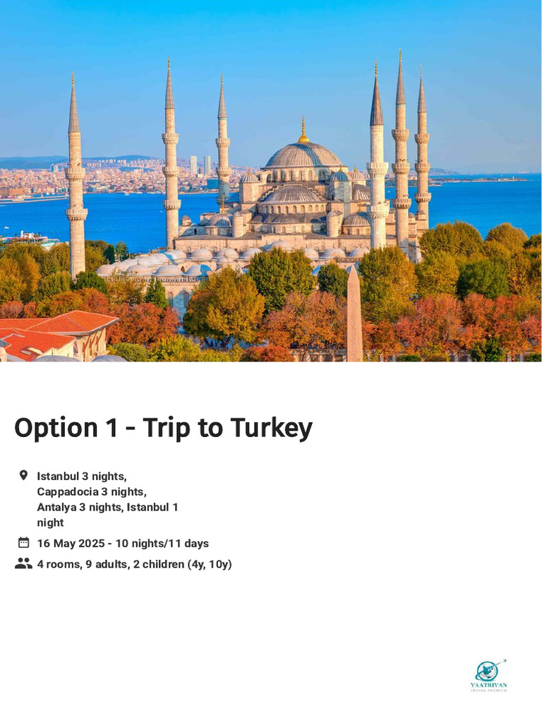 Turkey Trip Itinerary: Istanbul, Cappadocia, Antalya | PDF