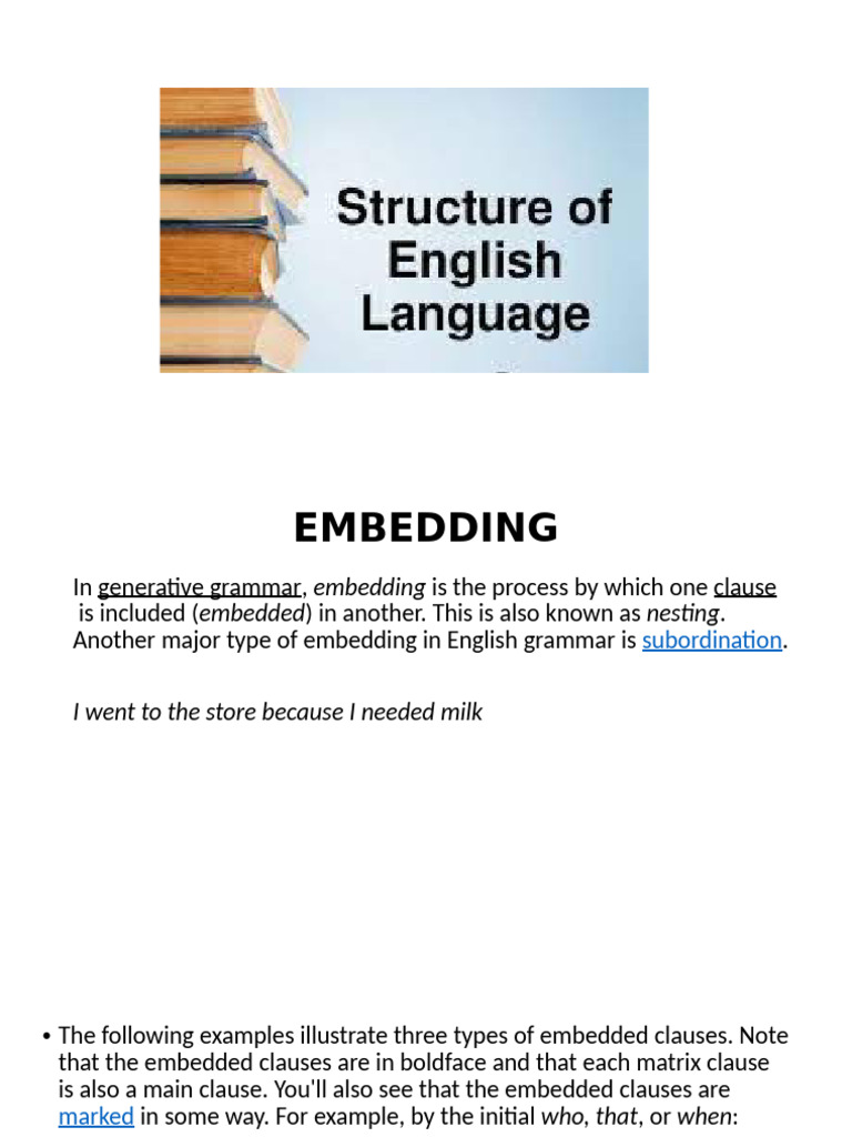 Understanding Embedding in Grammar | PDF | Clause | Verb