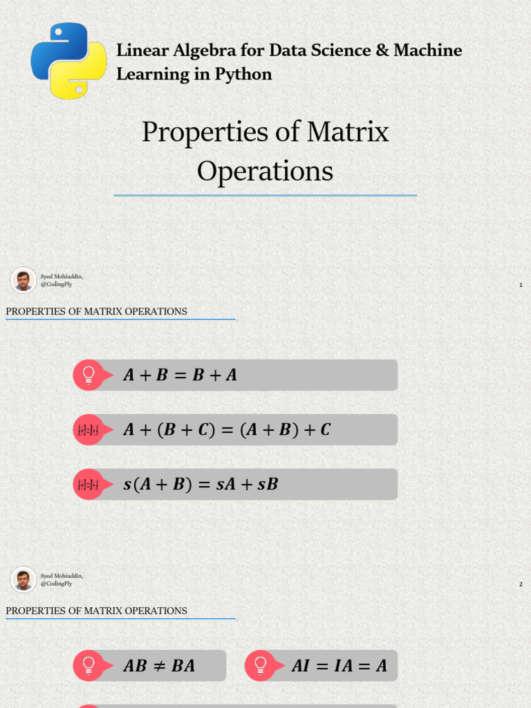 16.1 Notes - Properties of Matrix Operations | PDF