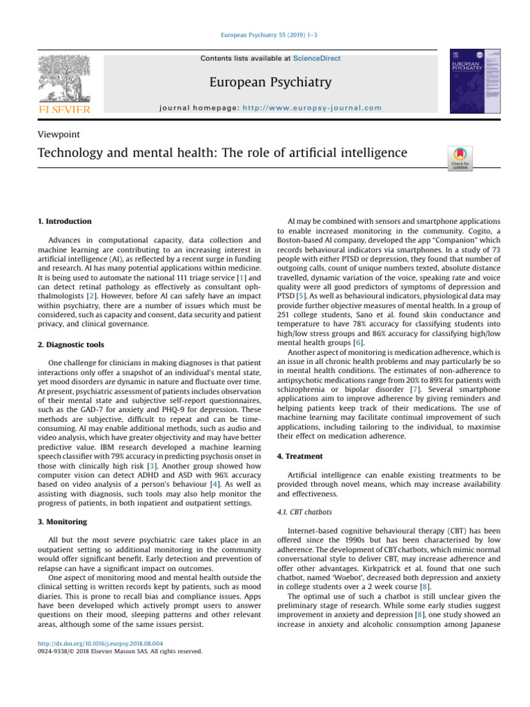 AI's Impact on Mental Health Care | PDF | Cognitive Behavioral Therapy ...