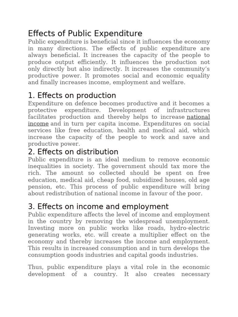 Impact of Public Expenditure on Economy | PDF