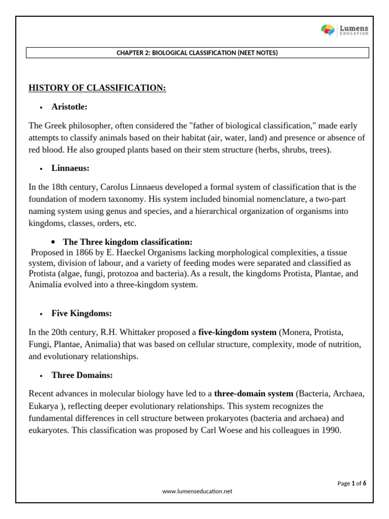 Overview of Biological Classification | PDF | Cell (Biology) | Bacteria