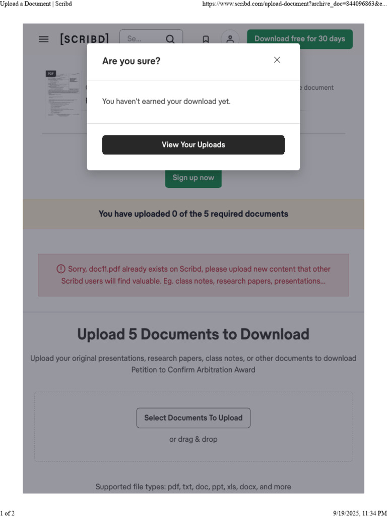 Upload 5 Documents To Download: Are You Sure? | PDF