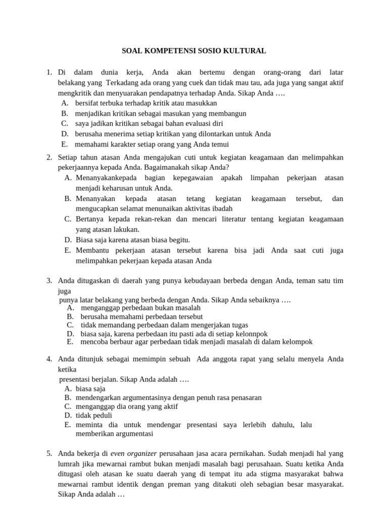 Ujicoba Sosio Kultural | PDF