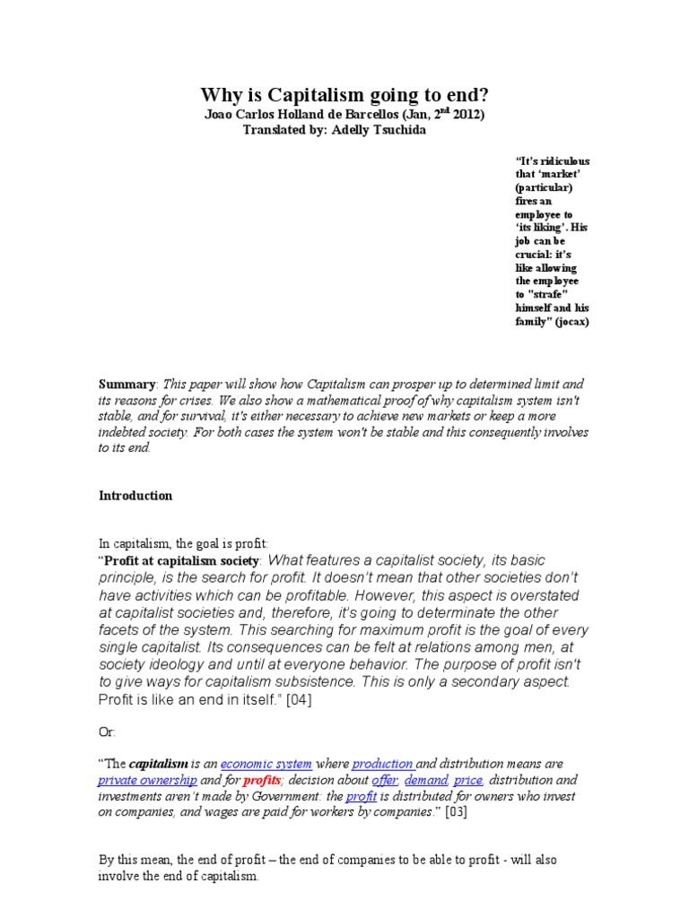 The Inevitable End of Capitalism | PDF | Washington Consensus | Capitalism