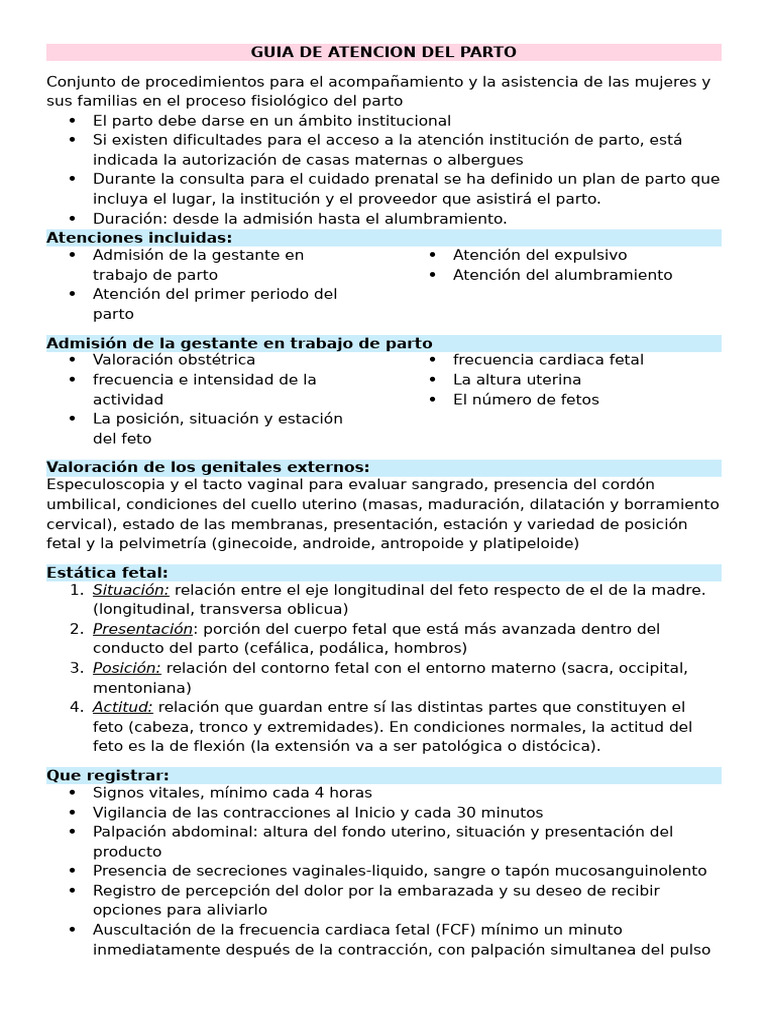 Guía de Atención Integral del Parto | PDF | Parto | Infantes