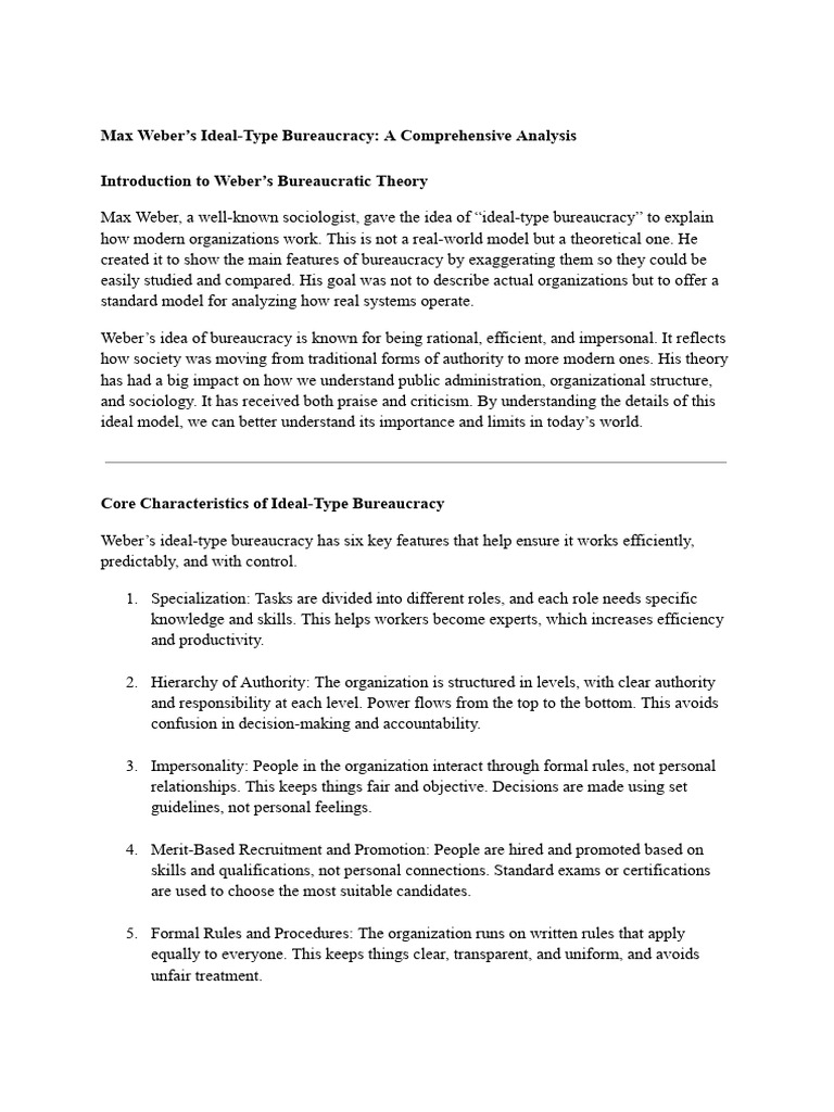 Understanding Weber's Ideal Bureaucracy | PDF | Bureaucracy | Max Weber