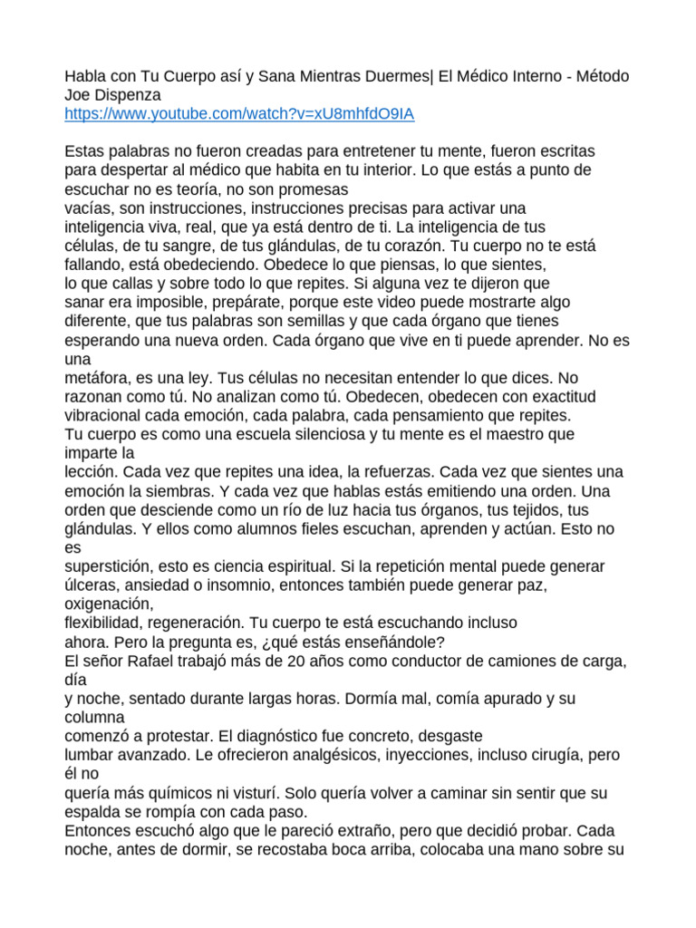Habla Con Tu Cuerpo Así y Sana Mientras Duermes | PDF | Corazón | Mente