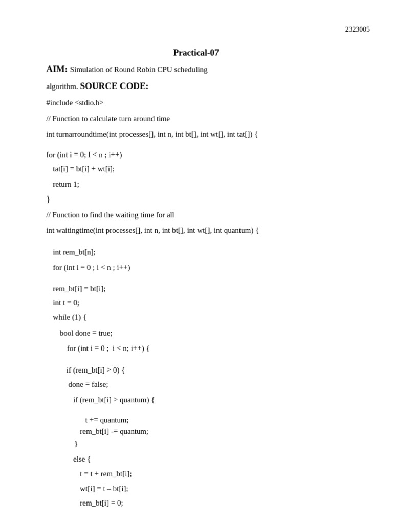 Practical 7 OS | PDF