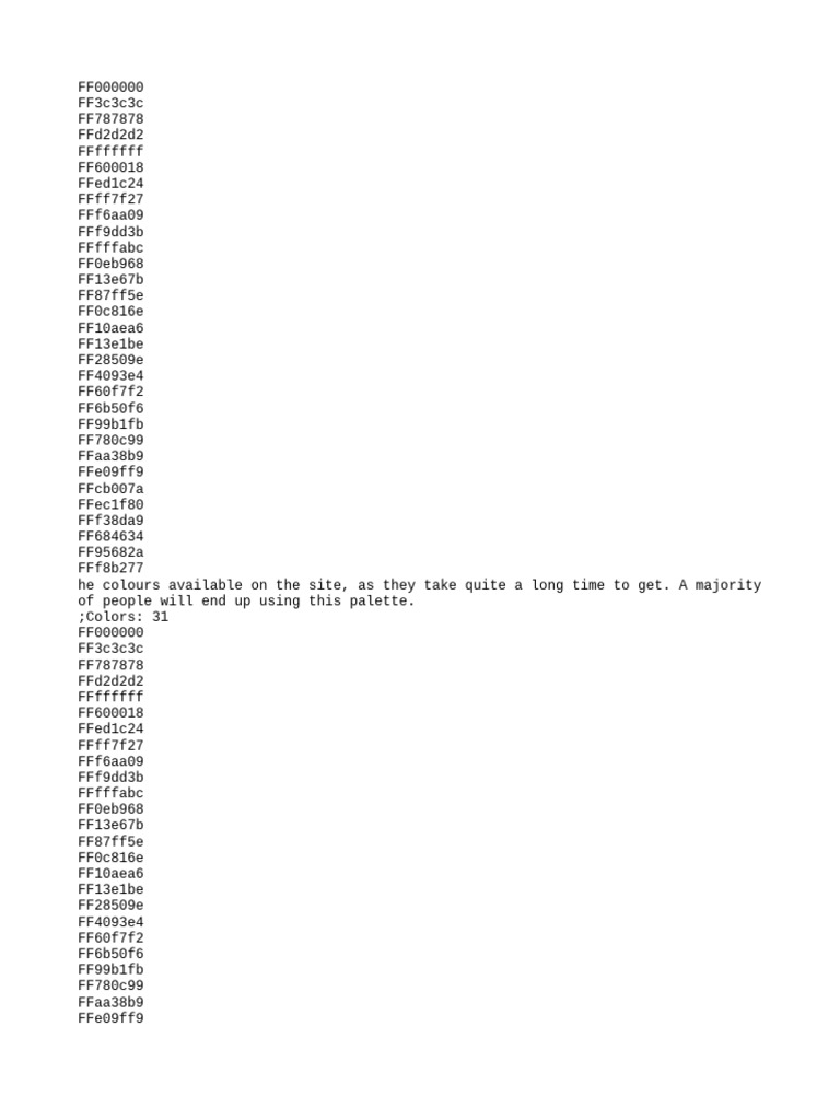 Wplace Color Palette and Codes PDF