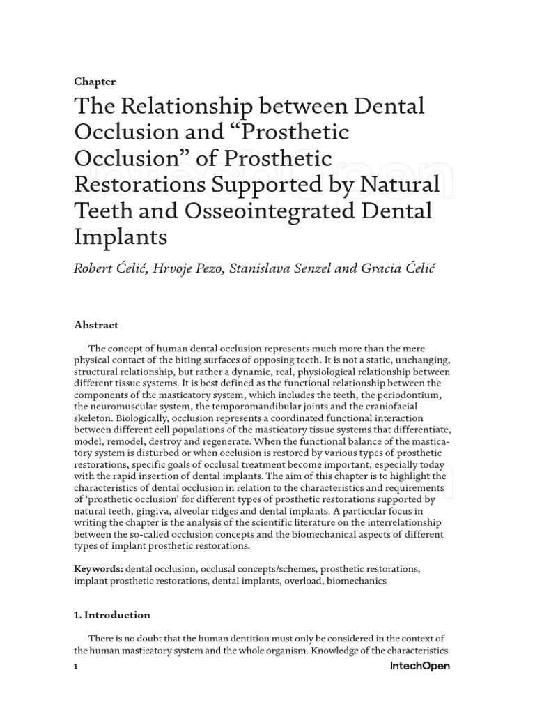 Occlusion in Prosthetic Restorations | PDF | Dental Implant | Dentures