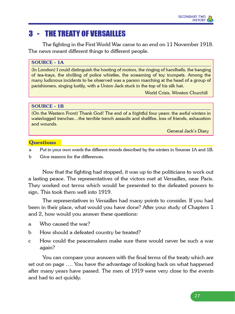 The Treaty of Versailles | PDF | Treaty Of Versailles | International ...