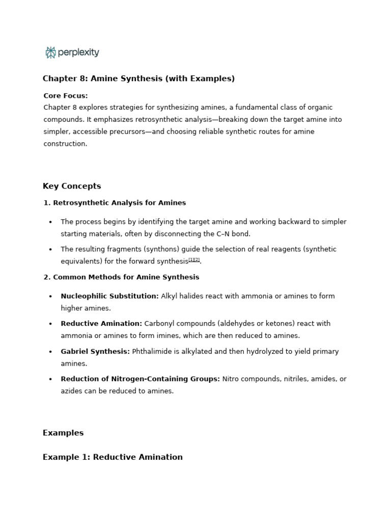 Chapter 8 - Amine Synthesis (With Examples) | PDF | Amine | Chemical ...
