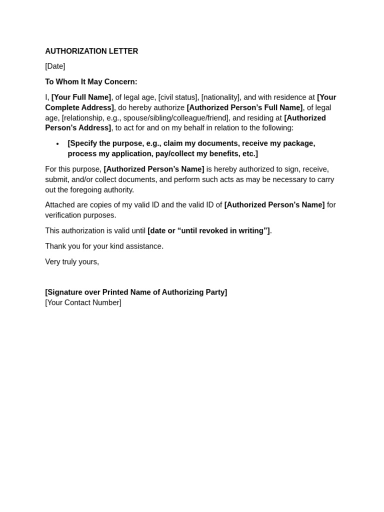 Sample Auth Letter | PDF