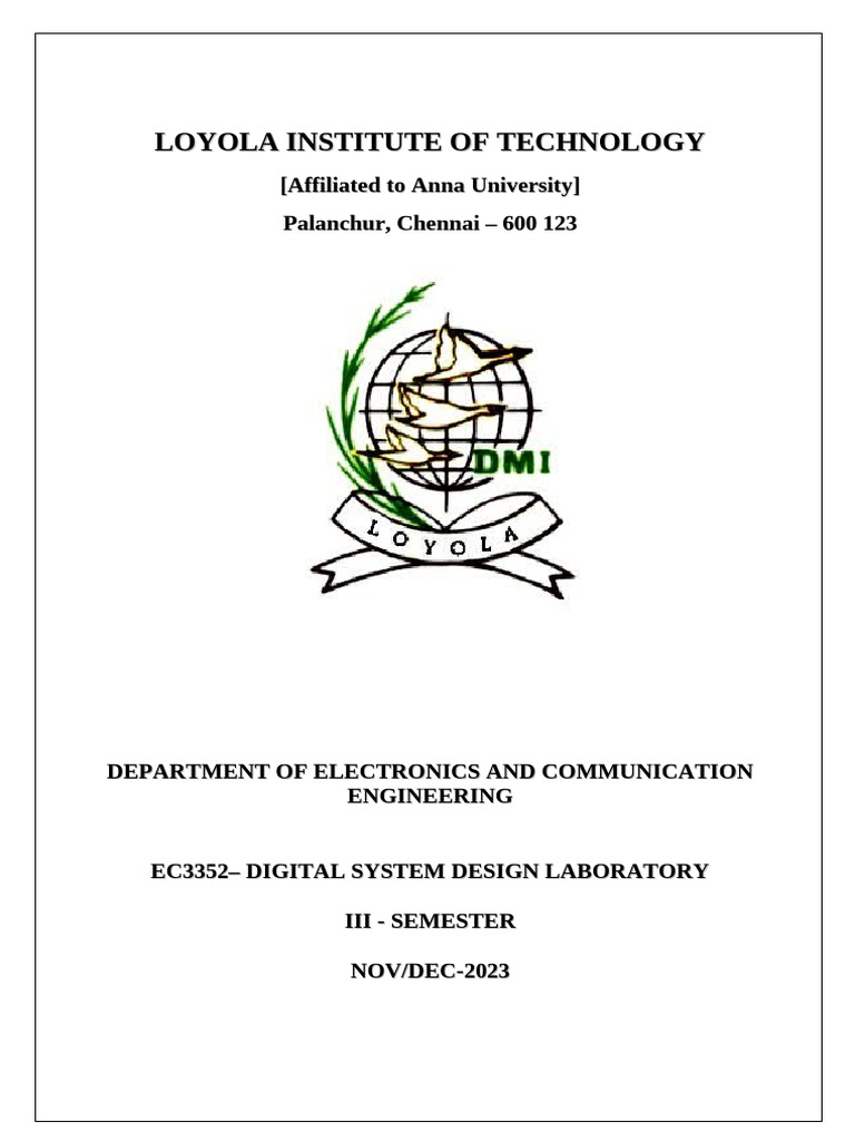 EC3352 Digital System Design Lab Guide | PDF | Electrical Circuits ...