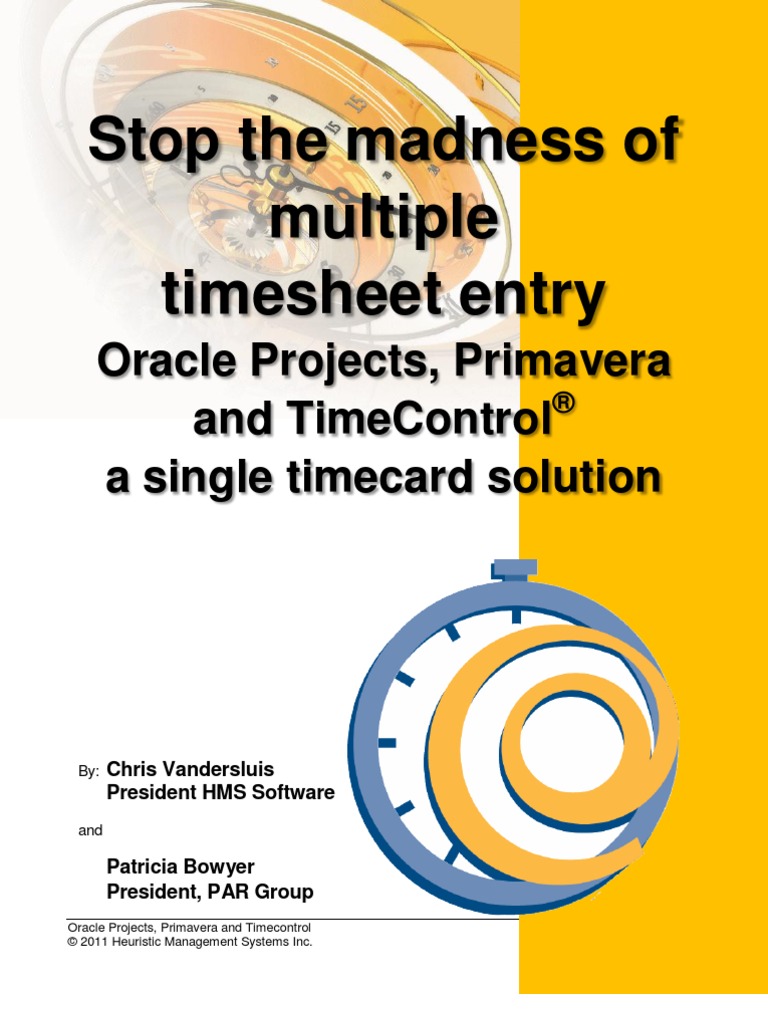 Stop The Madness of Multiple Timesheet Entry Oracle Projects