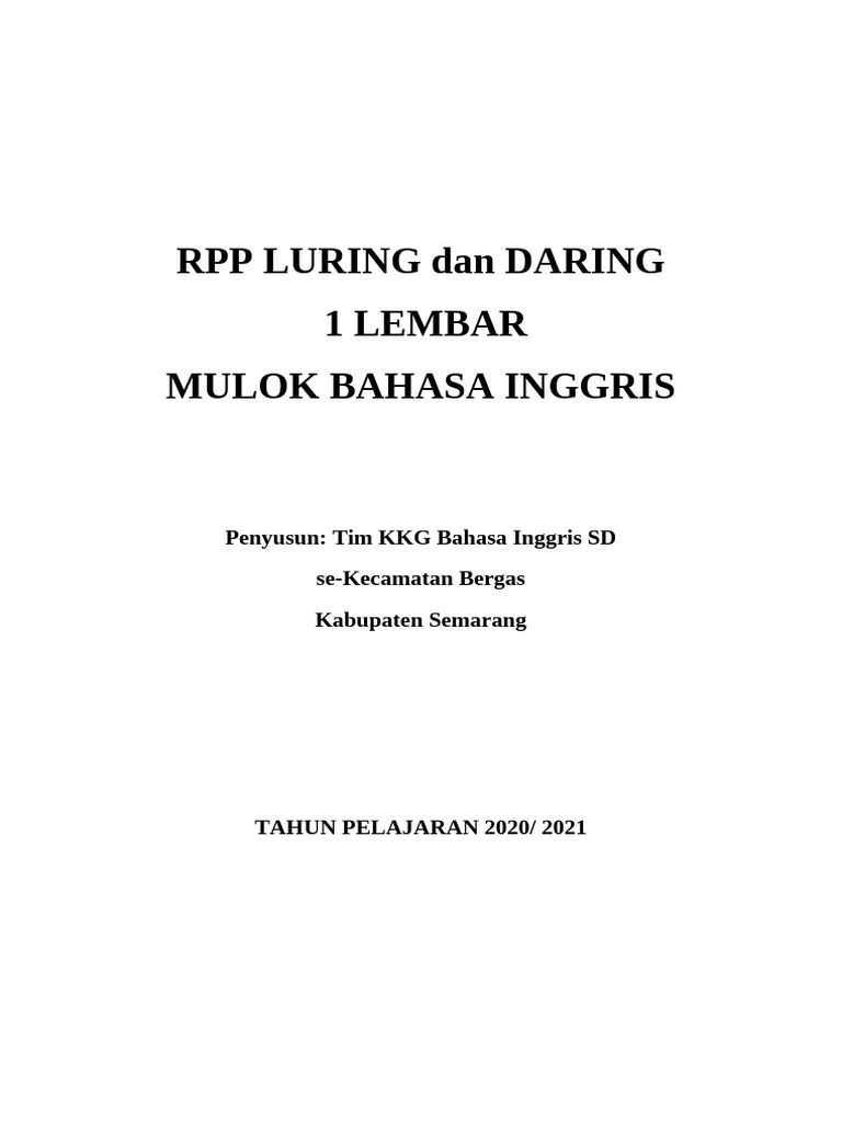RPP LURING Dan DARING BING KELAS 1 | PDF