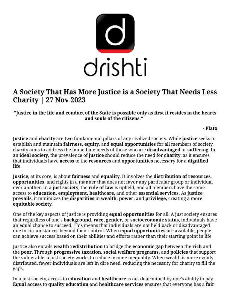 Justice Reduces Need for Charity | PDF | Justice | Crime & Violence