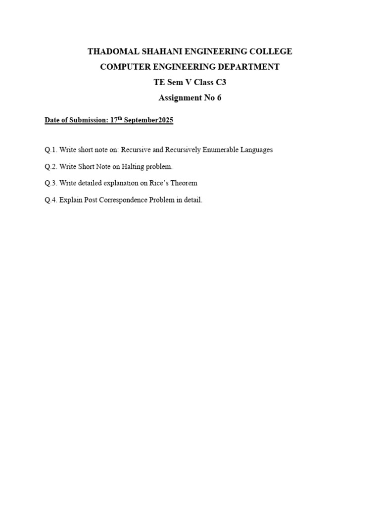 Assignment No 6 17sept25 | PDF