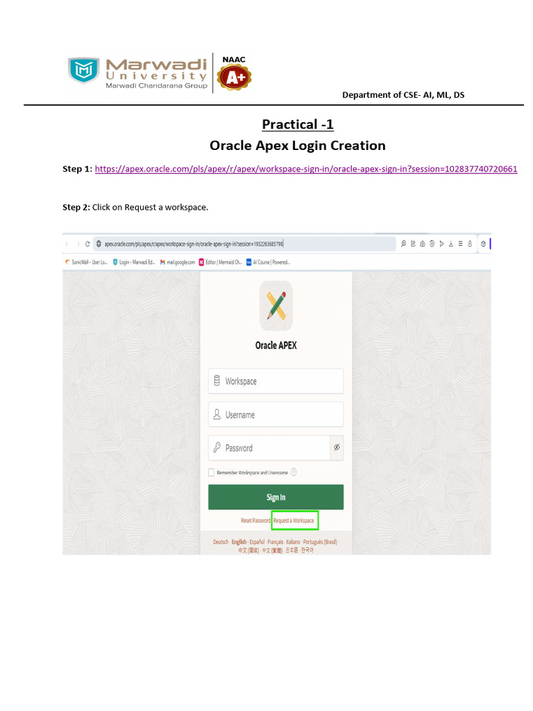 Oracle Apex Login Creation Guide | PDF