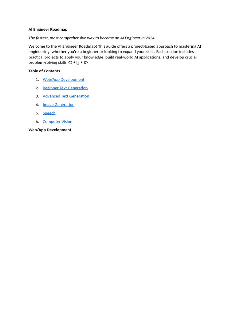 AI Engineer Roadmap for 2024 | PDF | Artificial Intelligence ...