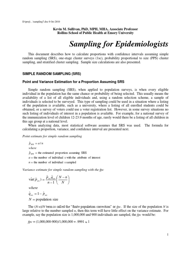 Formula | Sample Size Determination | Stratified Sampling