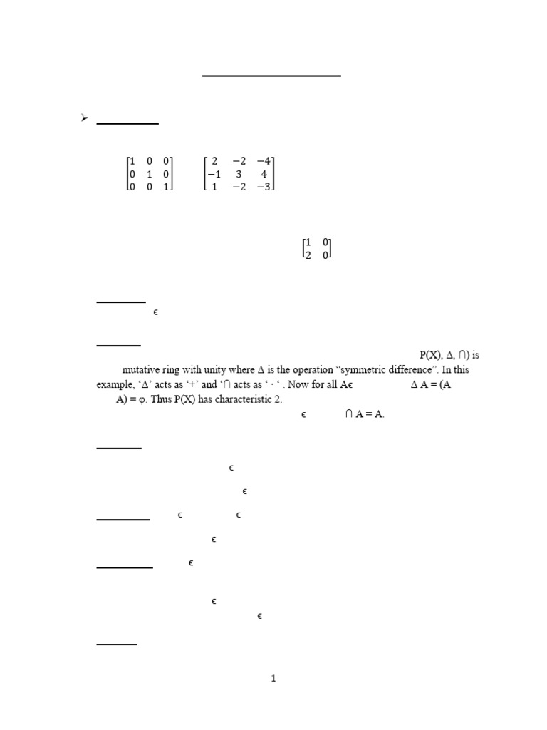 Some Important Rings: Boolean Ring | PDF | Ring (Mathematics) | Boolean ...