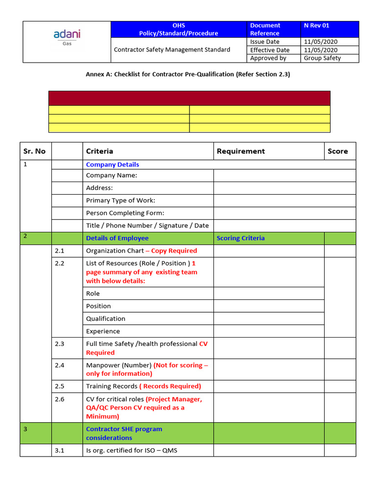 Contractor Safety Management Checklist | PDF | Business