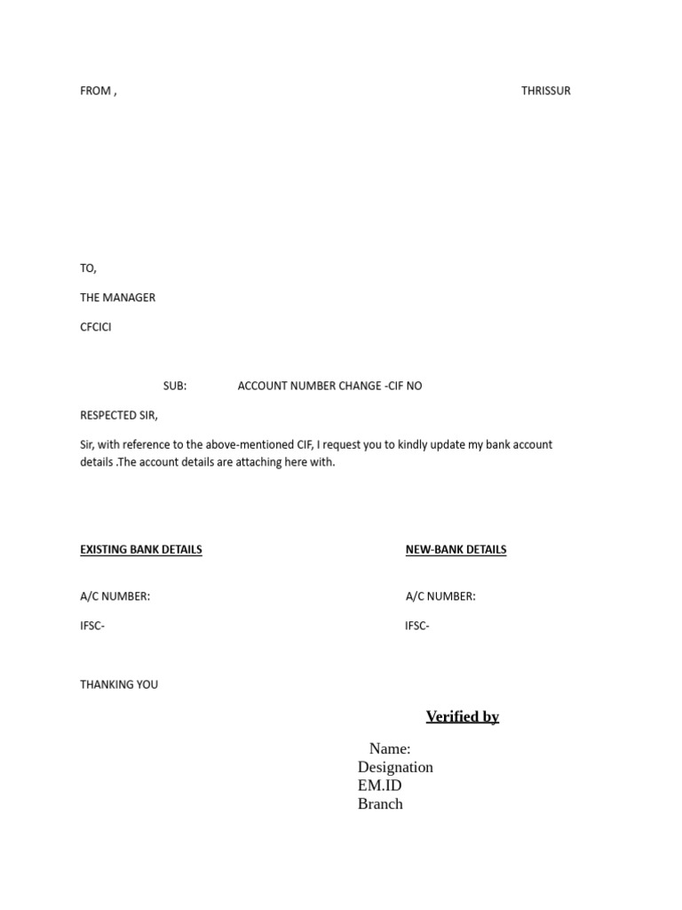 Account Number Change Request Letter | PDF