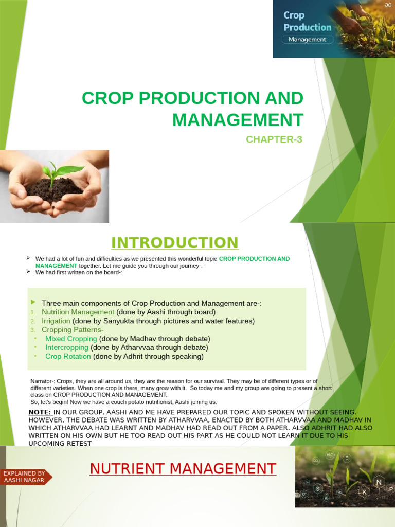 Crop Production & Management Overview | PDF | Irrigation | Agriculture