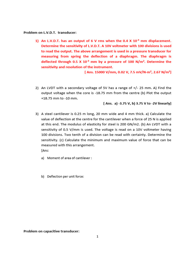 LVDT and Capacitive Transducer Analysis | PDF | Capacitor | Capacitance