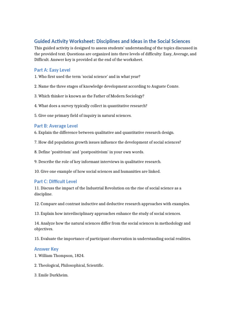Guided Activity Social Sciences | PDF | Social Sciences | Science