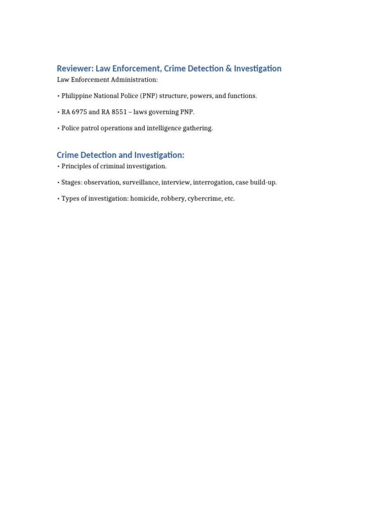 Law Enforcement & Crime Investigation Guide | PDF