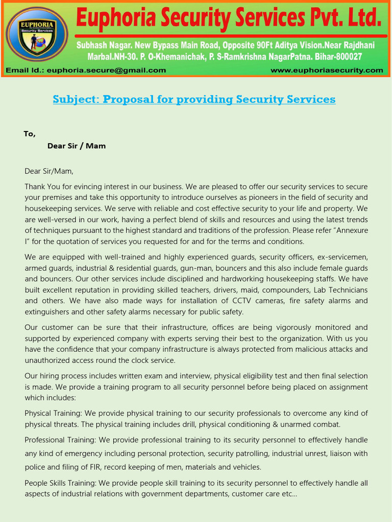 Security Services Quotation Proposal | PDF | Payments