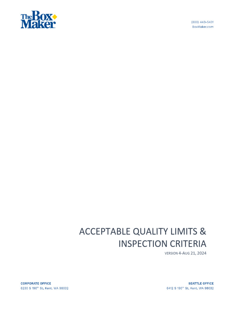 Quality Control Standards and AQL Guide | PDF | Pallet | Sampling ...
