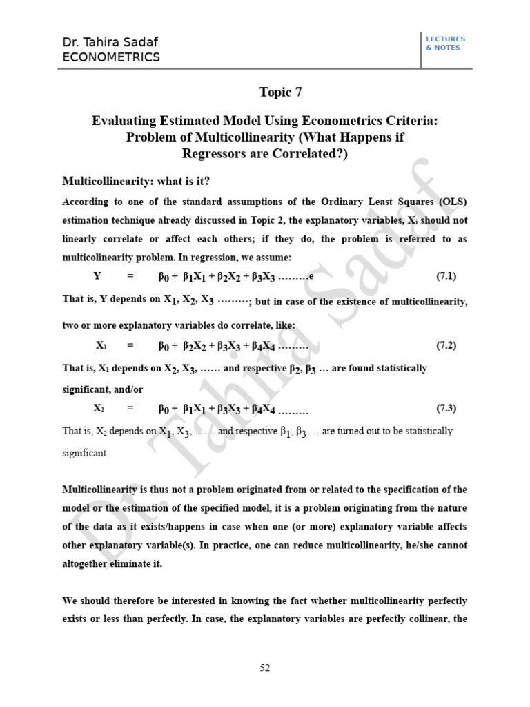 Understanding Multicollinearity in Econometrics | PDF ...