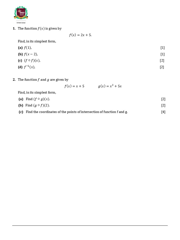 Grade 10 Functions Practice Exercises | PDF | Function (Mathematics ...