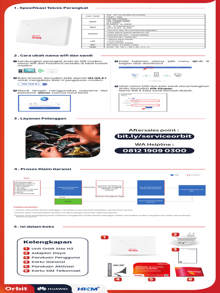 Spesifikasi dan Panduan Modem Orbit Star H3 | PDF