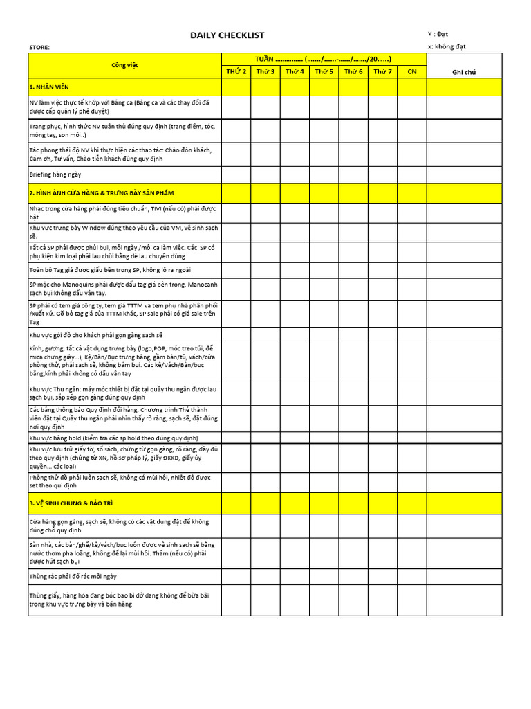10 - Daily Store Check List | PDF