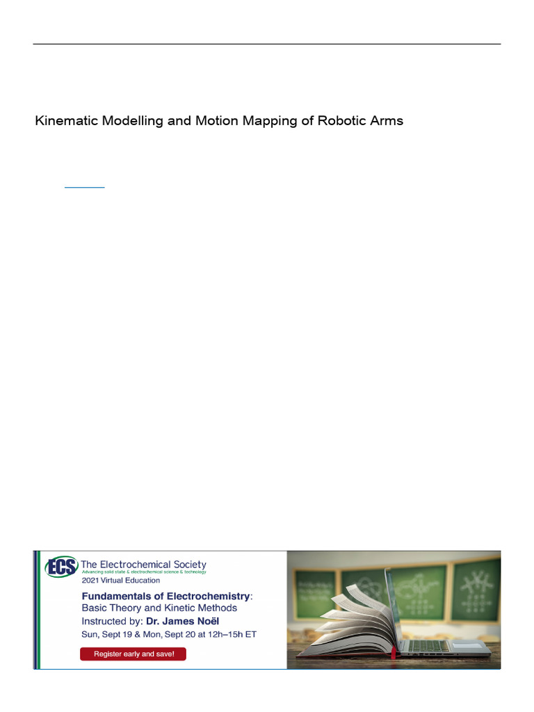 Kinematic Modelling of Robotic Arms | PDF | Robotics | Kinematics