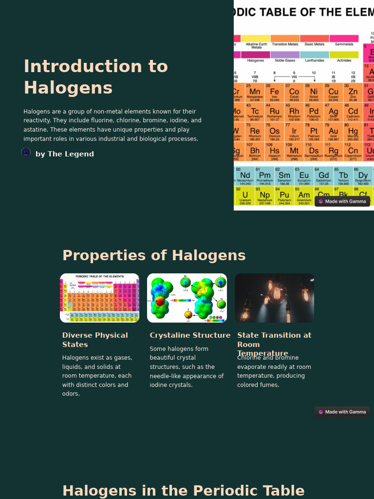 Overview of Halogens and Their Uses | PDF | Chlorine | Iodine