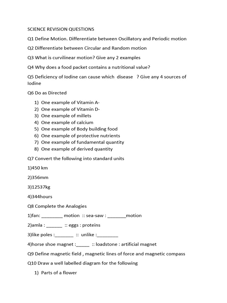 Science Revision Questions and Answers | PDF | Habitat | Adaptation