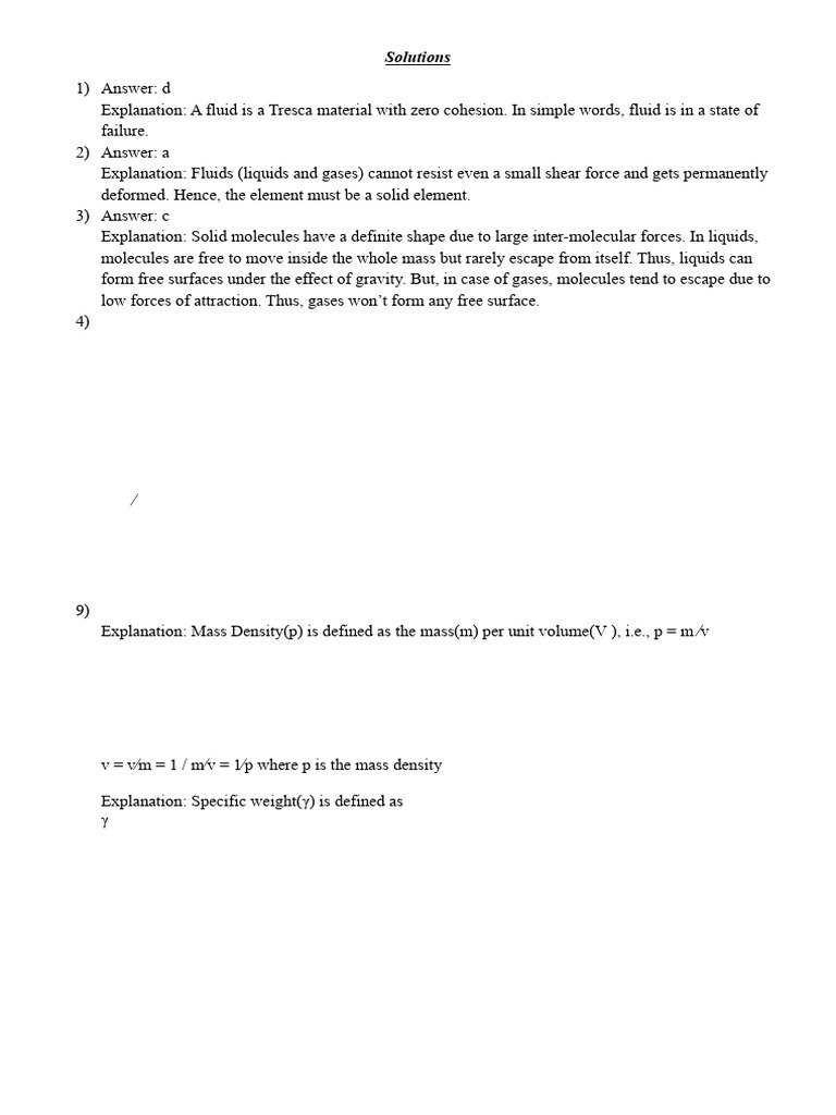 Fluid Mechanics Concepts and Definitions | PDF | Buoyancy | Pressure