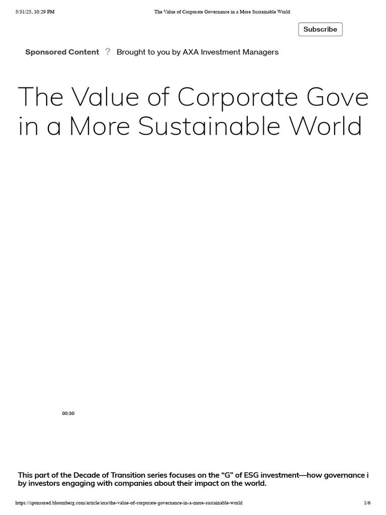 Corporate Governance for Sustainability | PDF | Business | Economies